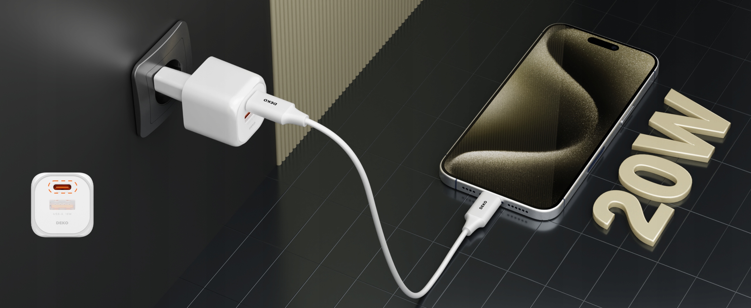 2x SZYBKA ŁADOWARKA USB C DO TELEFONU UNIWERSALNA 20W + 2x KABEL USB C 100W