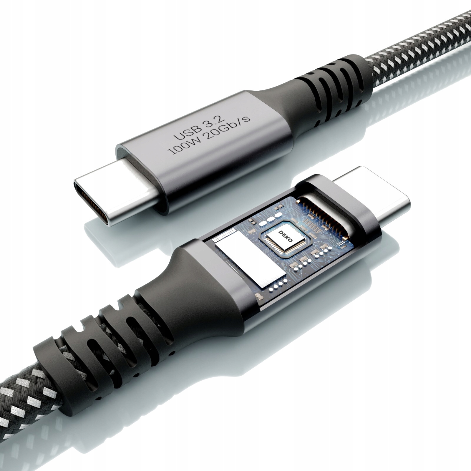 KABEL USB C SZYBKIE ŁADOWANIE 100W DO ANDROID AUTO TYP C USB3.2 KRÓTKI 0.3M