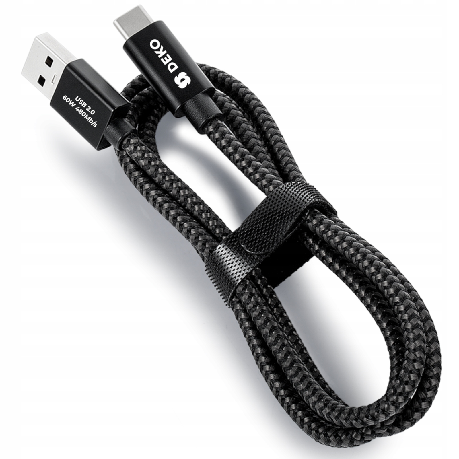 KABEL USB C 1.5M 60W PD QC SZYBKIE ŁADOWANIE MOCNY DO TELEFONU CZARNY DEKO