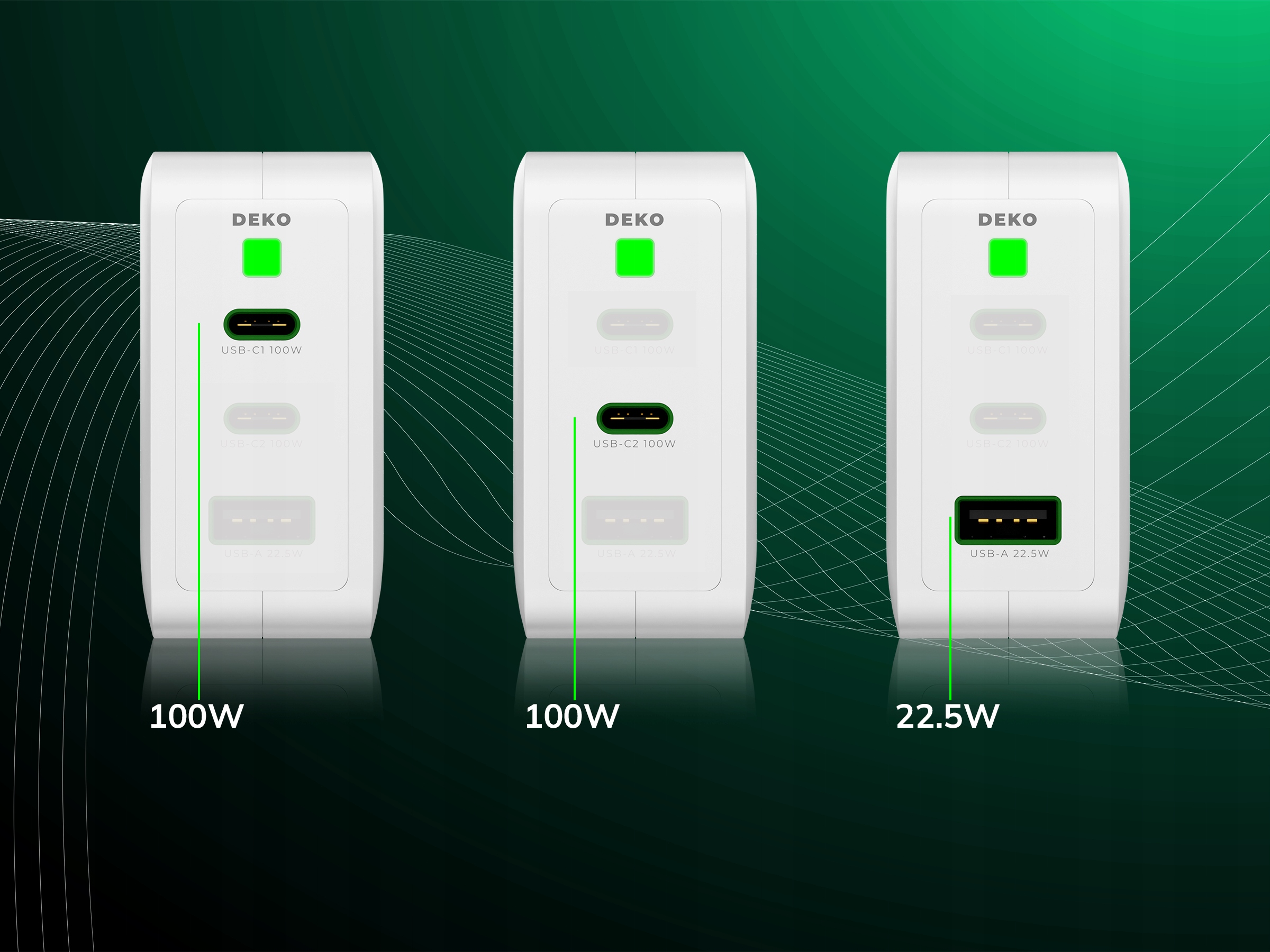 SZYBKA ŁADOWARKA USB C UNIWERSALNA 3x USB 100W TYP C + KABEL USB C 100W