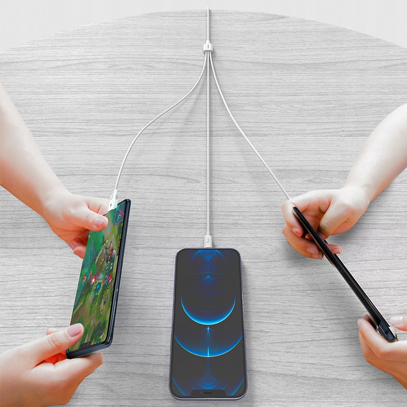 KABEL USB 3w1 LIGHTNING USB TYP C MICRO USB QC PD USB 1,2M DO APPLE SAMSUNG