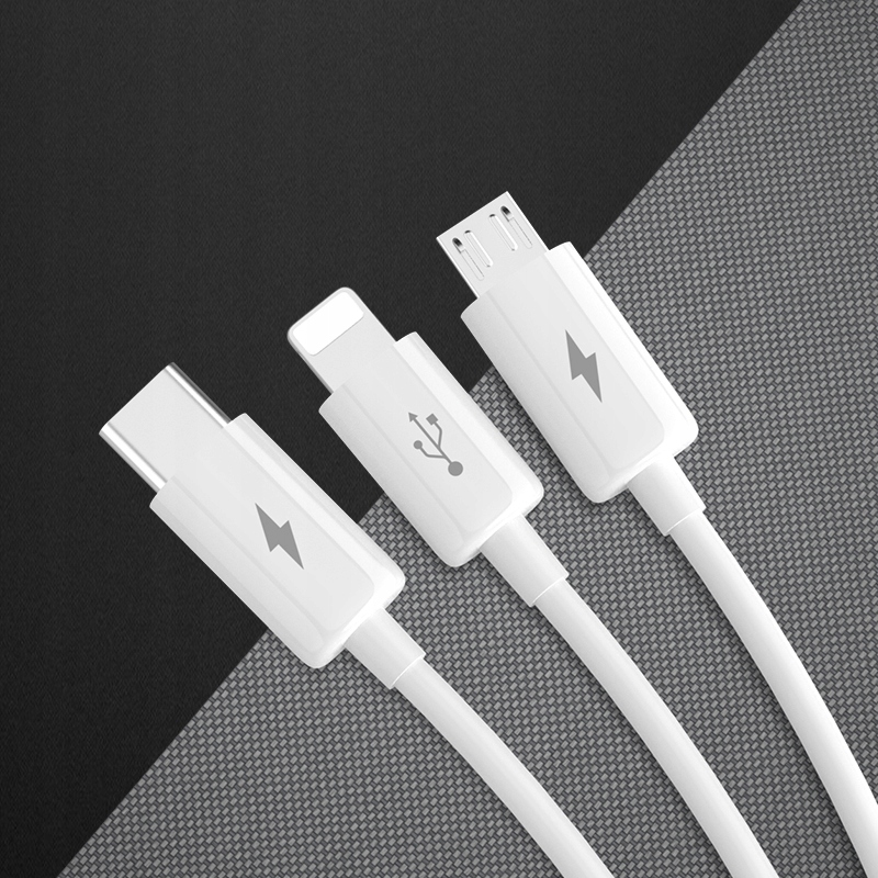 KABEL USB 3w1 LIGHTNING USB TYP C MICRO USB QC PD USB 1,2M DO APPLE SAMSUNG