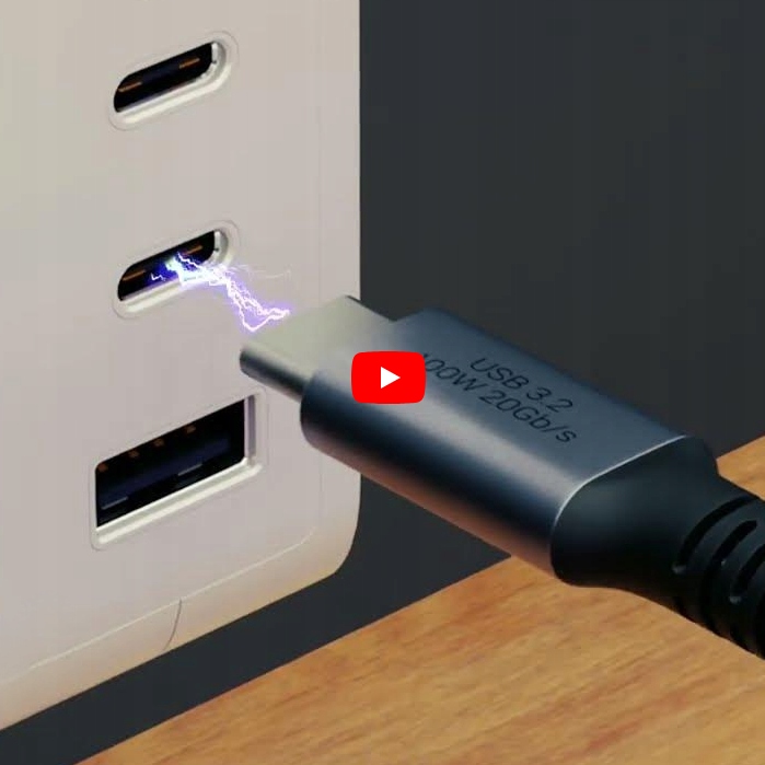 KABEL USB C SZYBKIE ŁADOWANIE 100W DO ANDROID AUTO TYP C USB3.2 KRÓTKI 0.3M