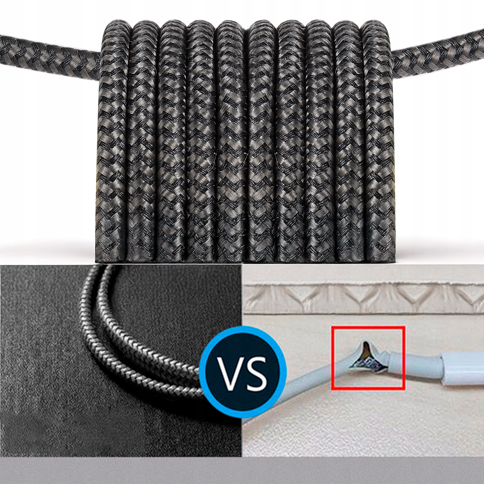 KABEL USB C 1.5M 60W PD QC SZYBKIE ŁADOWANIE MOCNY DO TELEFONU CZARNY DEKO