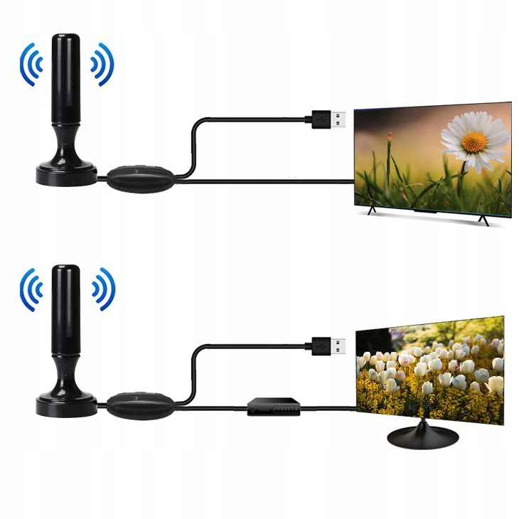 ANTENA POKOJOWA WEWNĘTRZNA DO TELEWIZJI NAZIEMNEJ AKTYWNA DVB-T2 DVBT2 HEVC