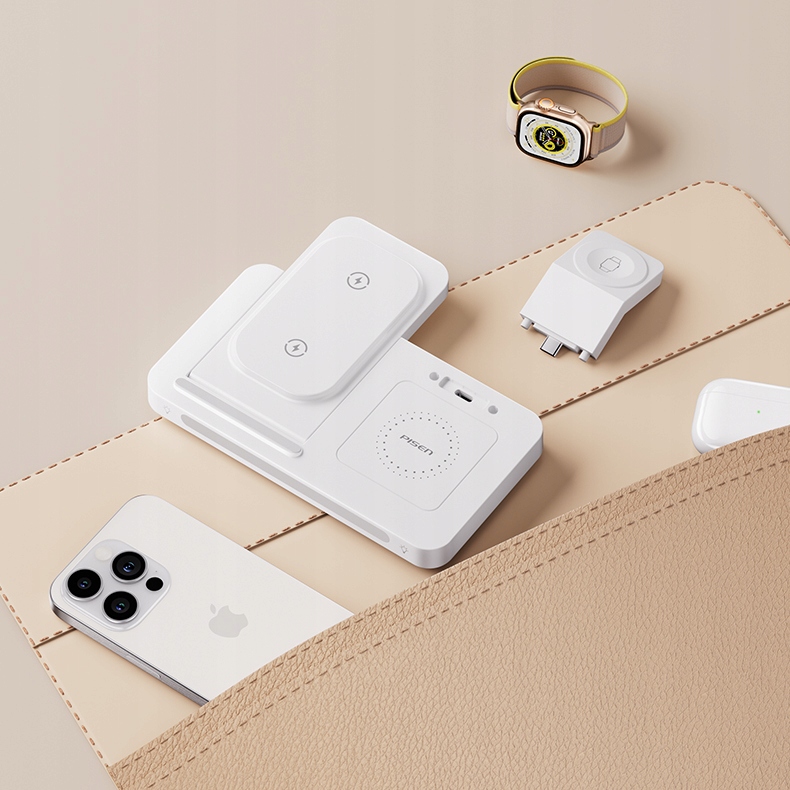 ŁADOWARKA WIRELESS QI 3W1 IPHONE MAGSAFE APPLE WATCH AIRPODS BLACK USB-C