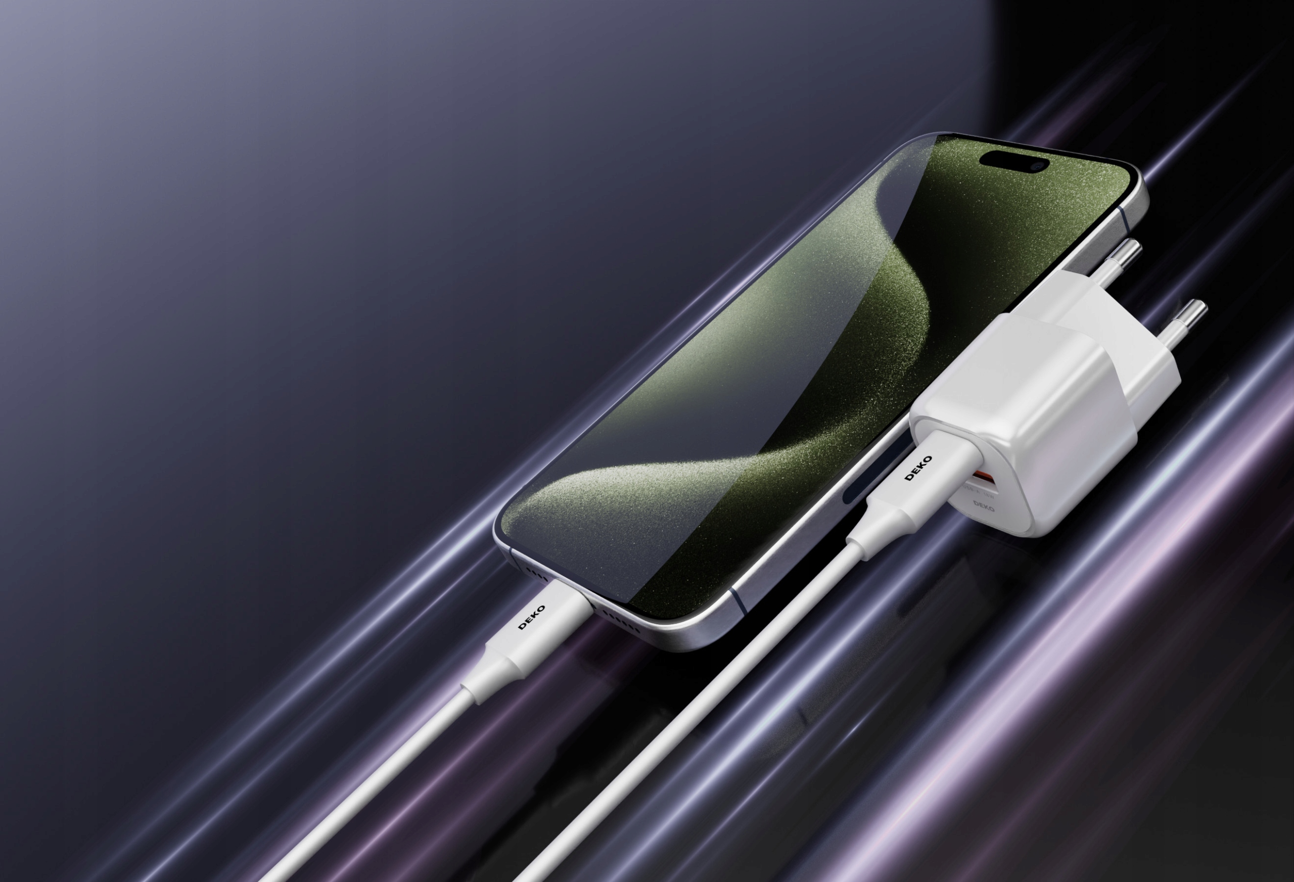 SZYBKA ŁADOWARKA USB C DO TELEFONU UNIWERSALNA 20W + KABEL USB C 100W BIAŁA