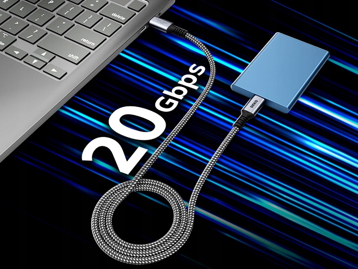 KABEL USB C SZYBKIE ŁADOWANIE 100W USB Typ C 3.2 DO APPLE Thunderbolt 2M