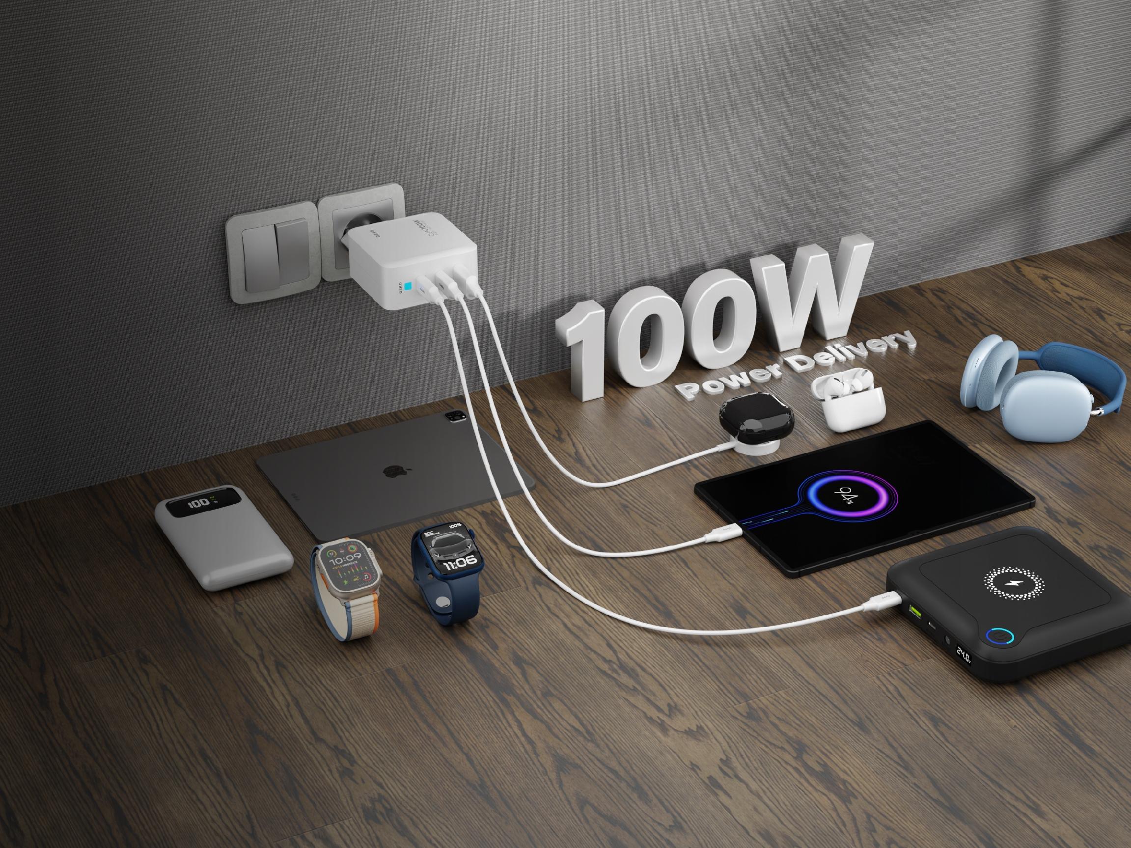 SZYBKA ŁADOWARKA USB C UNIWERSALNA 3x USB 100W TYP C + KABEL USB C 100W