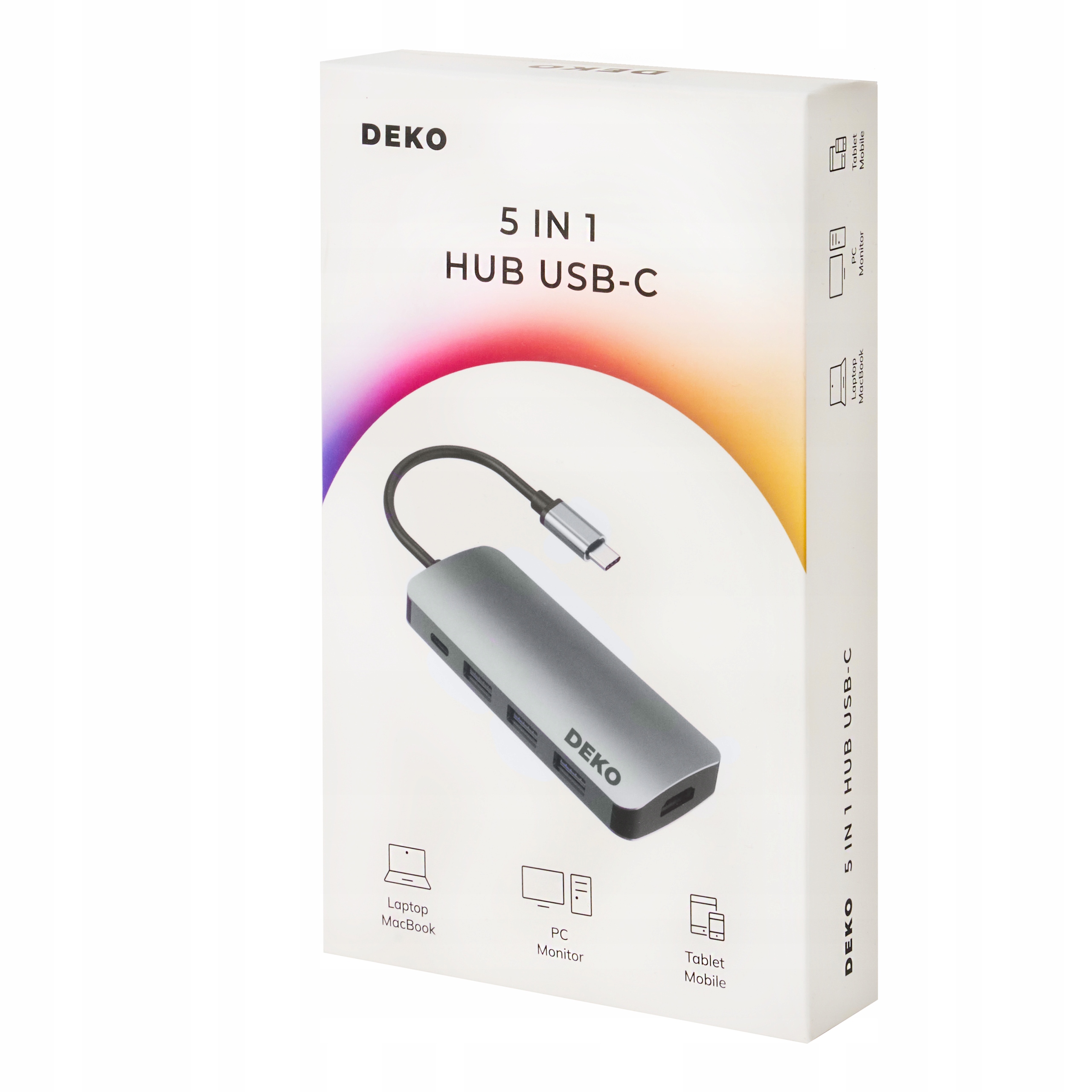 Hub USB C 5w1 Stacja Dokująca 100W HDMI 4K 60Hz 3xUSB DEKO Lite