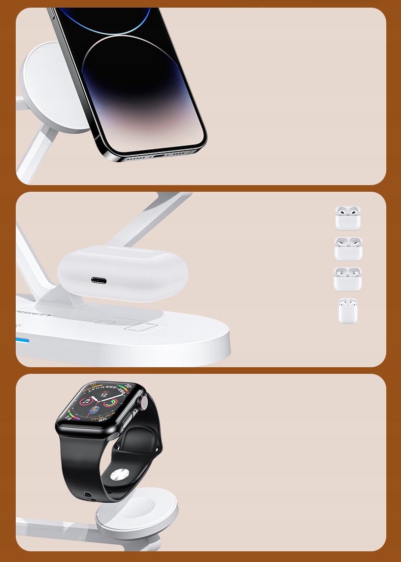 ŁADOWARKA INDUKCYJNA DO IPHONE 15 14 13 12 Qi DO MAGSAFE / AIRPODS / WATCH