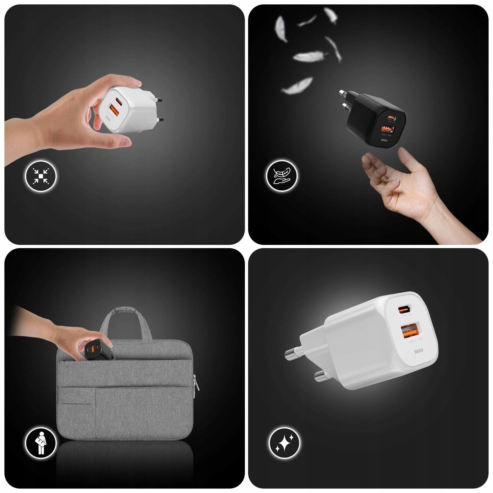 2x SZYBKA ŁADOWARKA USB C DO TELEFONU UNIWERSALNA 20W + 2x KABEL USB C 100W