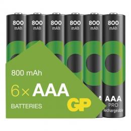 Dobíjecí baterie AAA R03 800mAh NiMH 1,2V GP ReCyko Pro B6