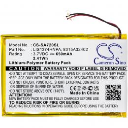 Baterie Sony NWZ-A720 1-756-702-11 650 mAh