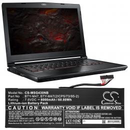 Baterie pro MSI GS40 6QE16H21 BTY-M47 s kapacitou 8000 mAh