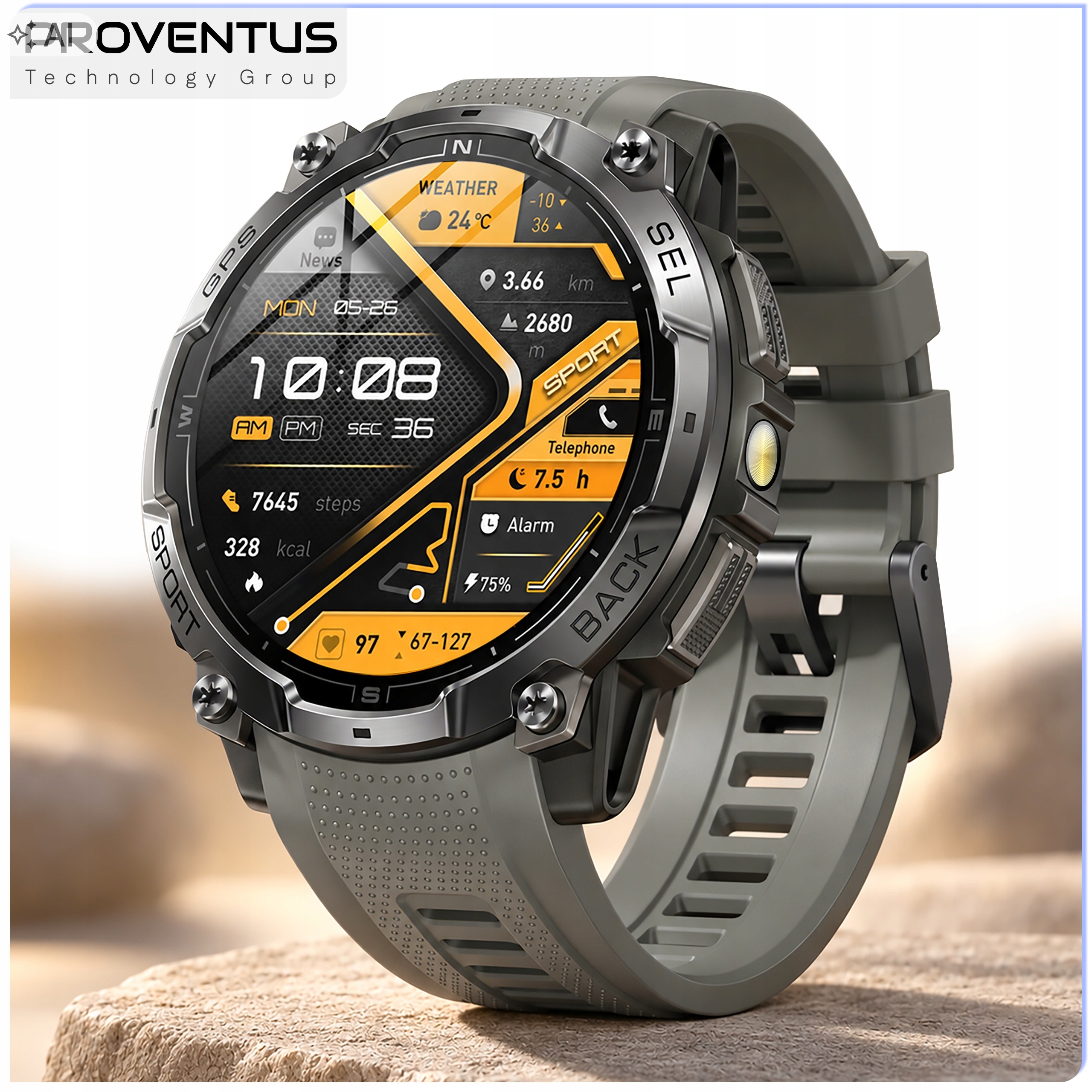 Smartwatch Proventus PTG-K7 – sportowa konstrukcja i detale