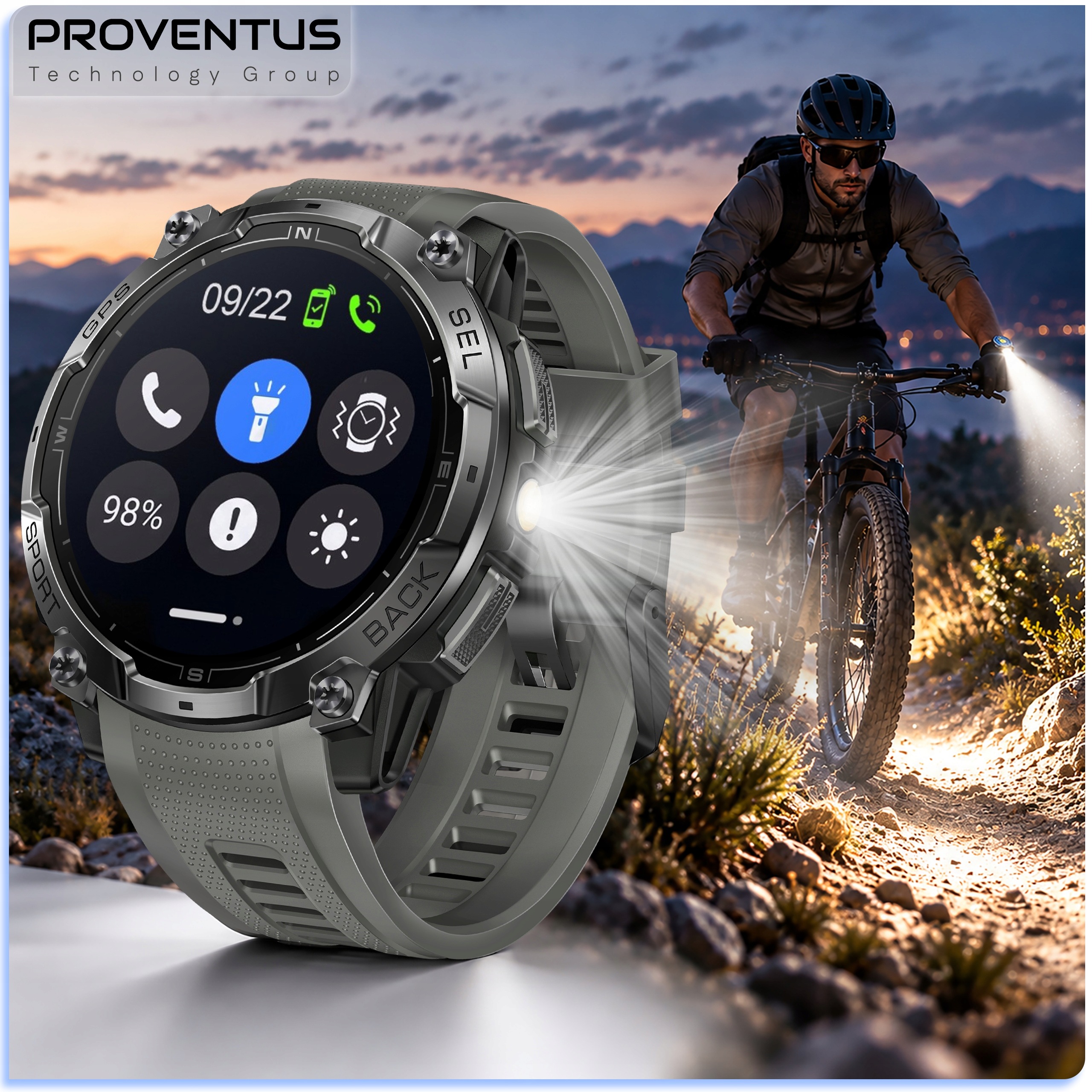 Latarka LED w smartwatchu Proventus PTG-K7