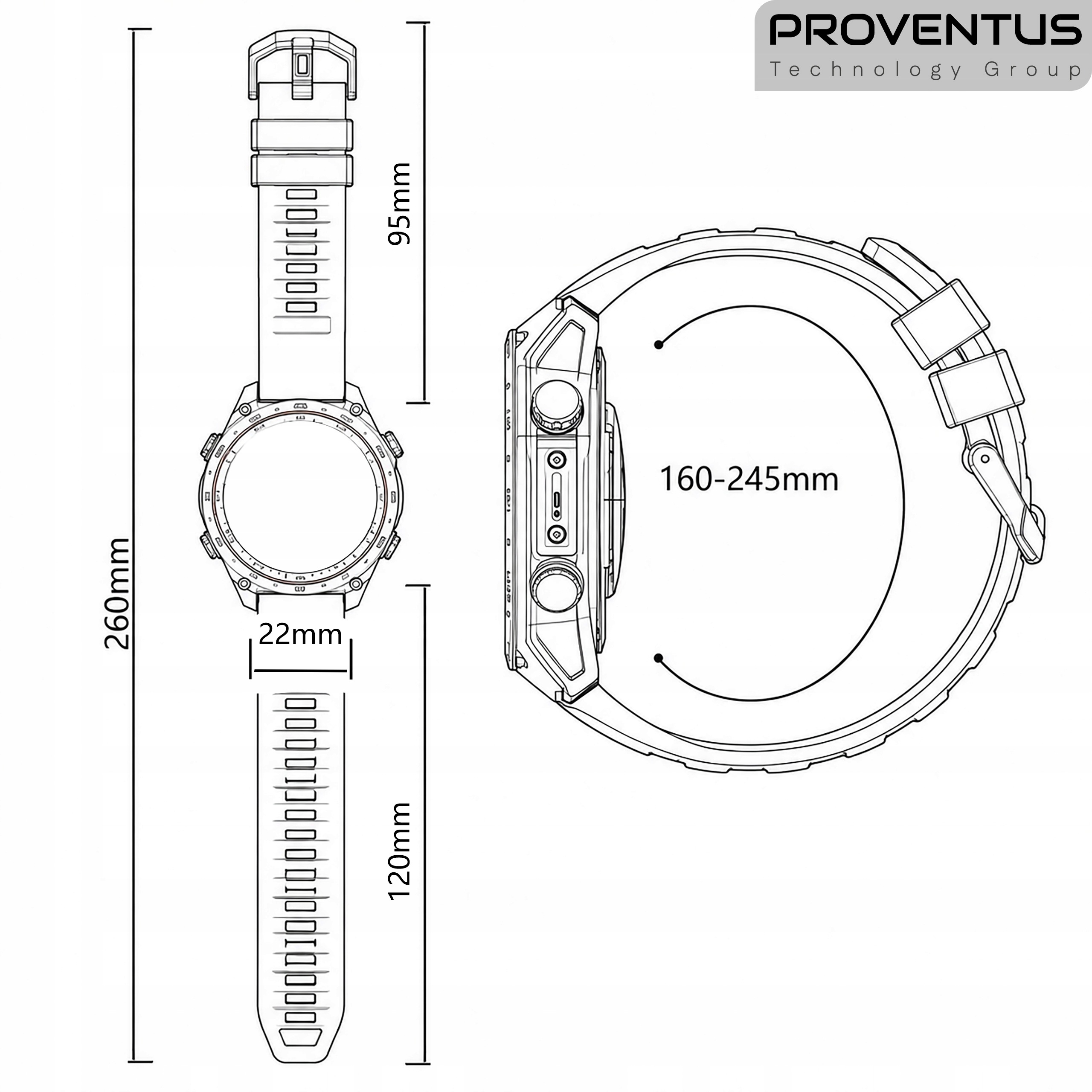 Wymiary silikonowego paska 22 mm do smartwatcha