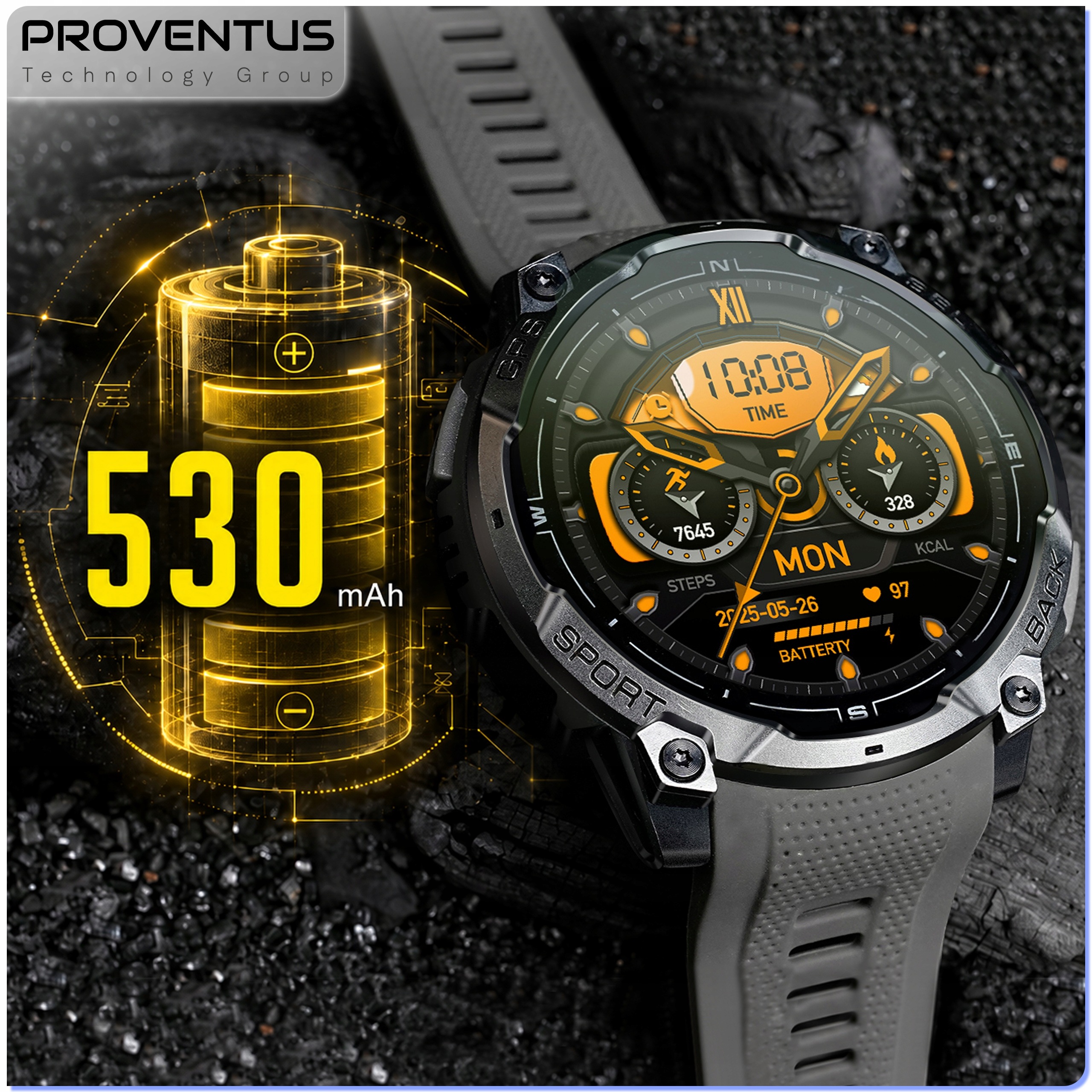 Bateria 530 mAh w smartwatchu Proventus PTG-K7