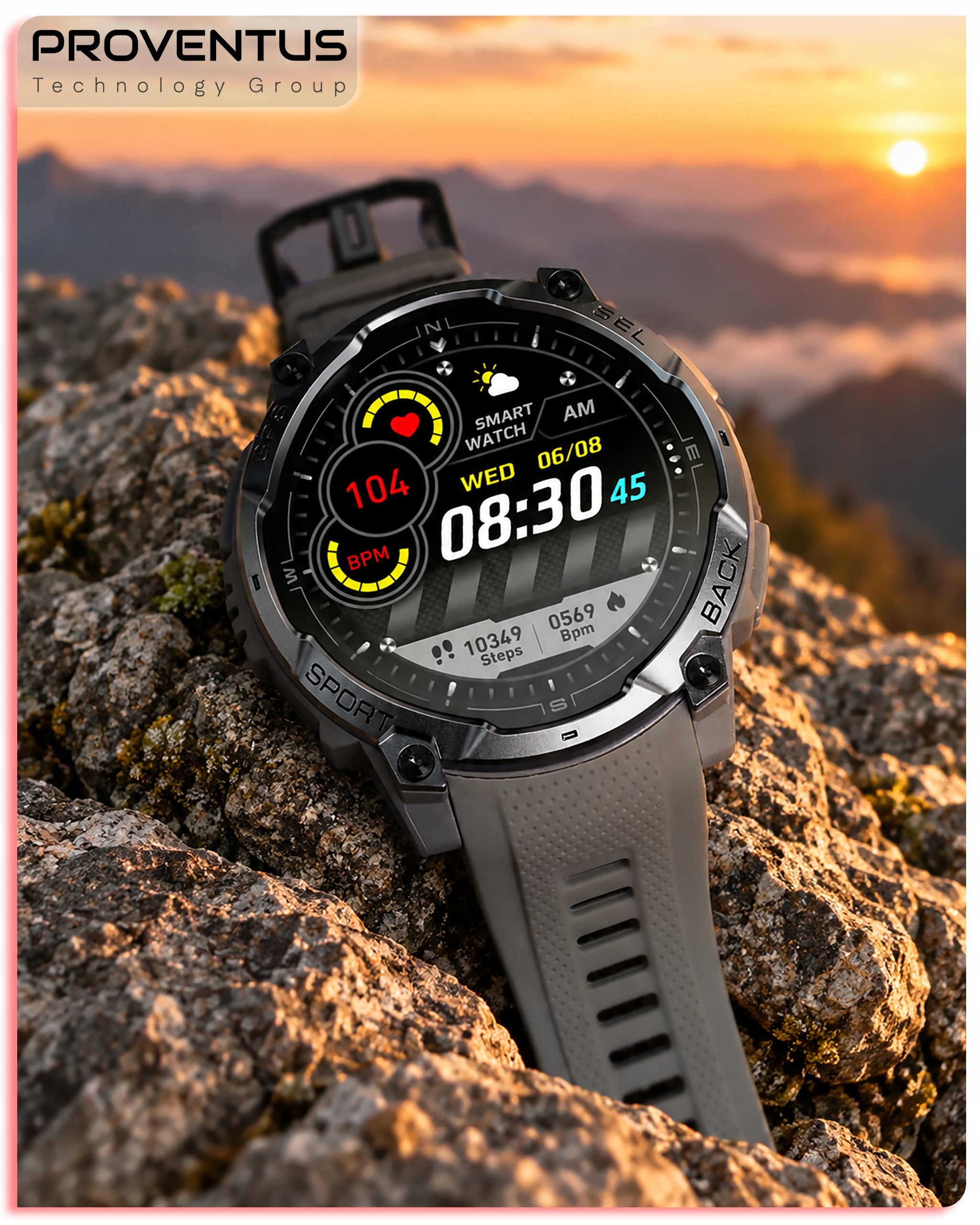 Wyświetlacz AMOLED 1,43 cala w smartwatchu Proventus PTG-K7