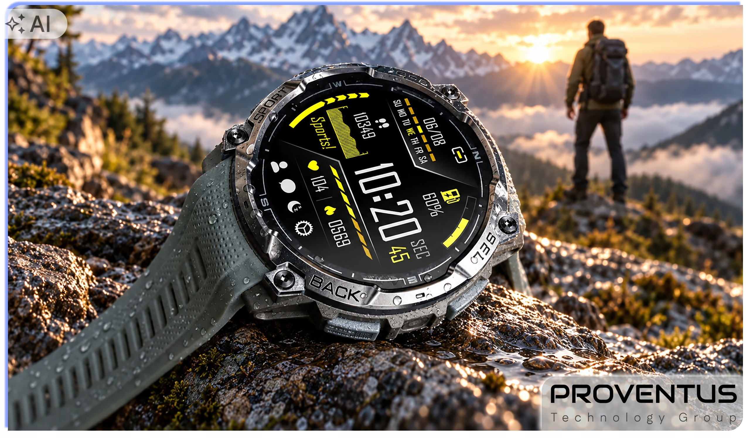 Smartwatch męski Proventus PTG-K7 – sportowy zegarek GPS AMOLED
