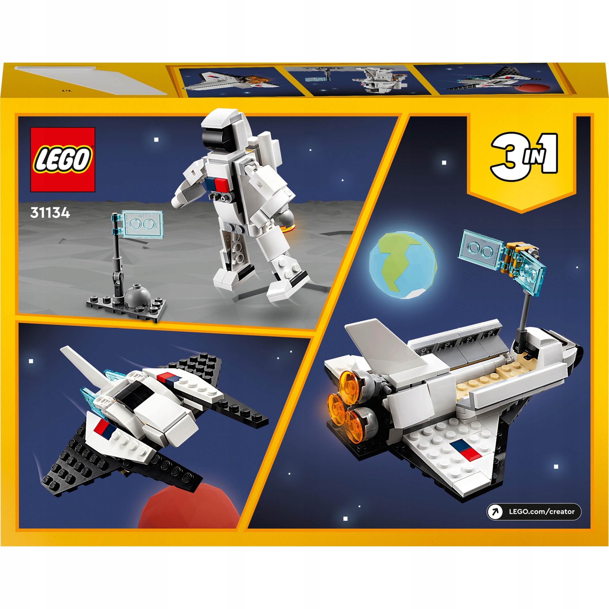 Klocki Lego Creator 31134 Prom kosmiczny Astronauta z Flagą 144 Elementy