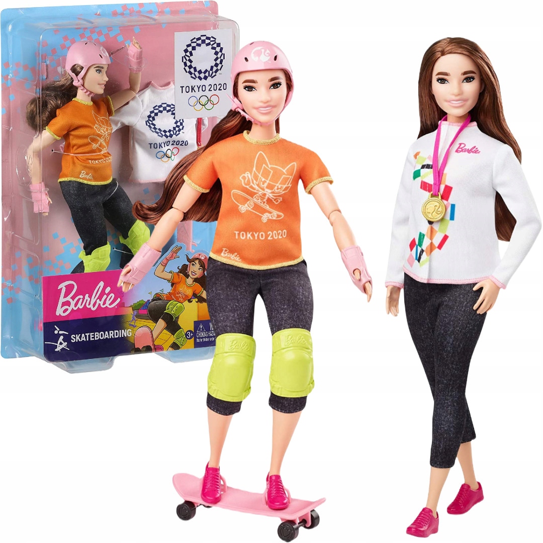 Lalka Barbie Olimpijka + Deskorolka 30 Cm