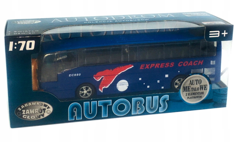 Autobus metalowy z dźwiękami Dromader 718220 czerwony 16cm