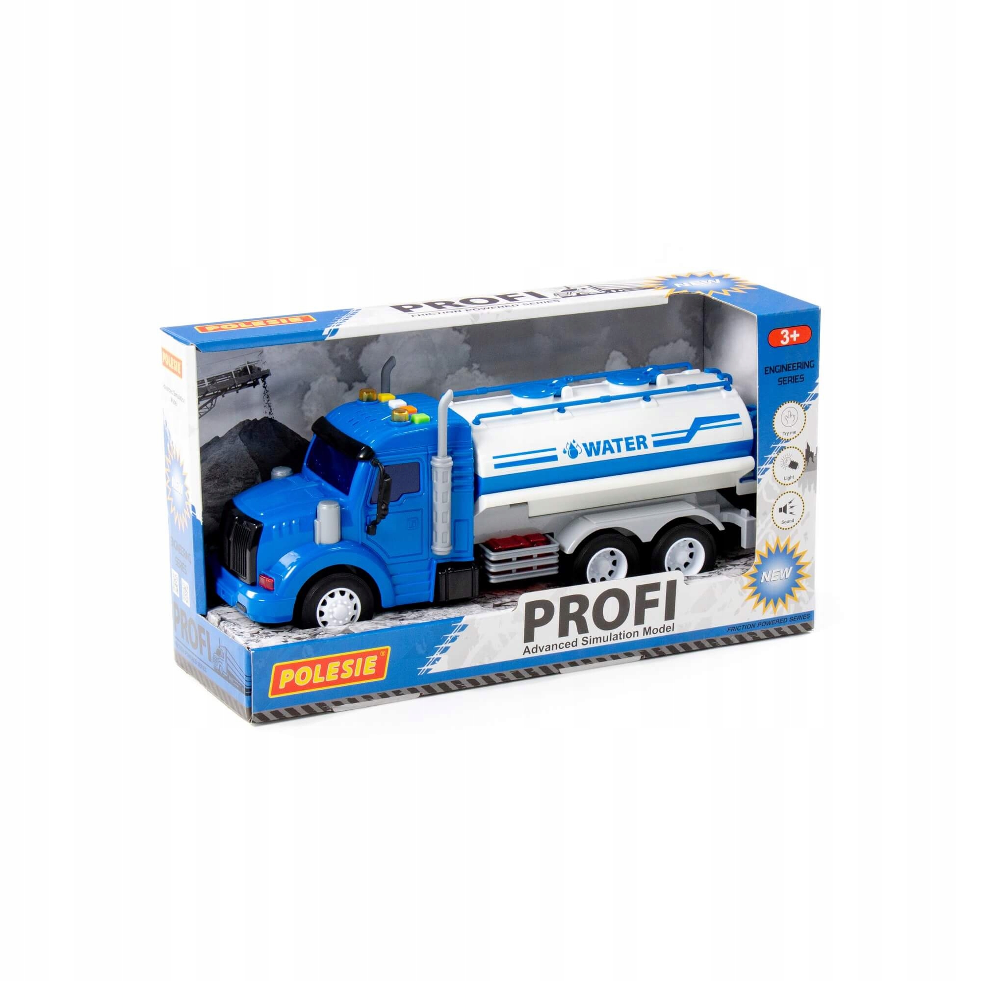 Samochód cysterna ze światłem i dźwiękiem Profi biało-niebieski