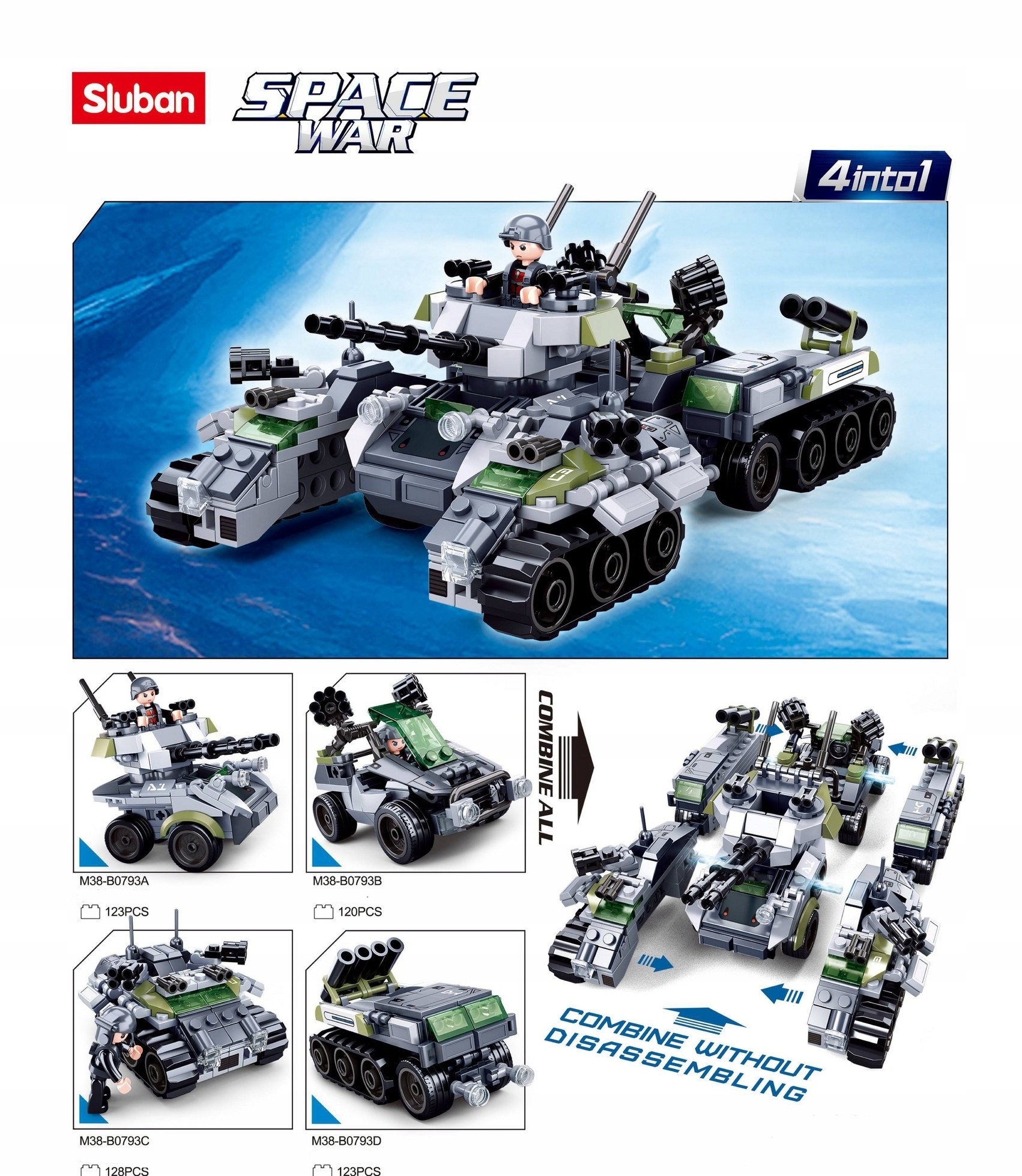 Klocki - Pojazd wojskowy 123 elementy Sluban B0793C