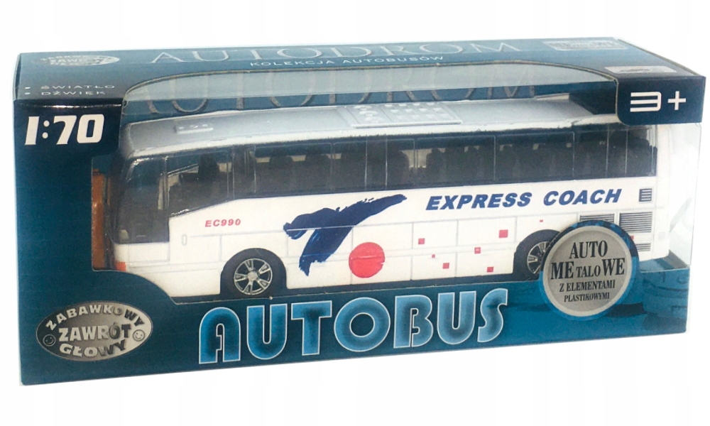 Autobus metalowy z dźwiękami Dromader 718220 czerwony 16cm