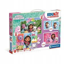 KOCI DOMEK GABBY Puzzle, Memo 4w1 Clementoni EDUKIT 48 elementów