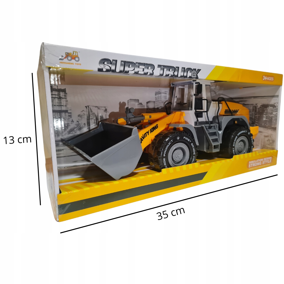 KOPARKA ŁADOWARKA 35x13cm DLA DZIECI BUDOWA Z ŁYŻKĄ POJAZD Z NAPĘDEM