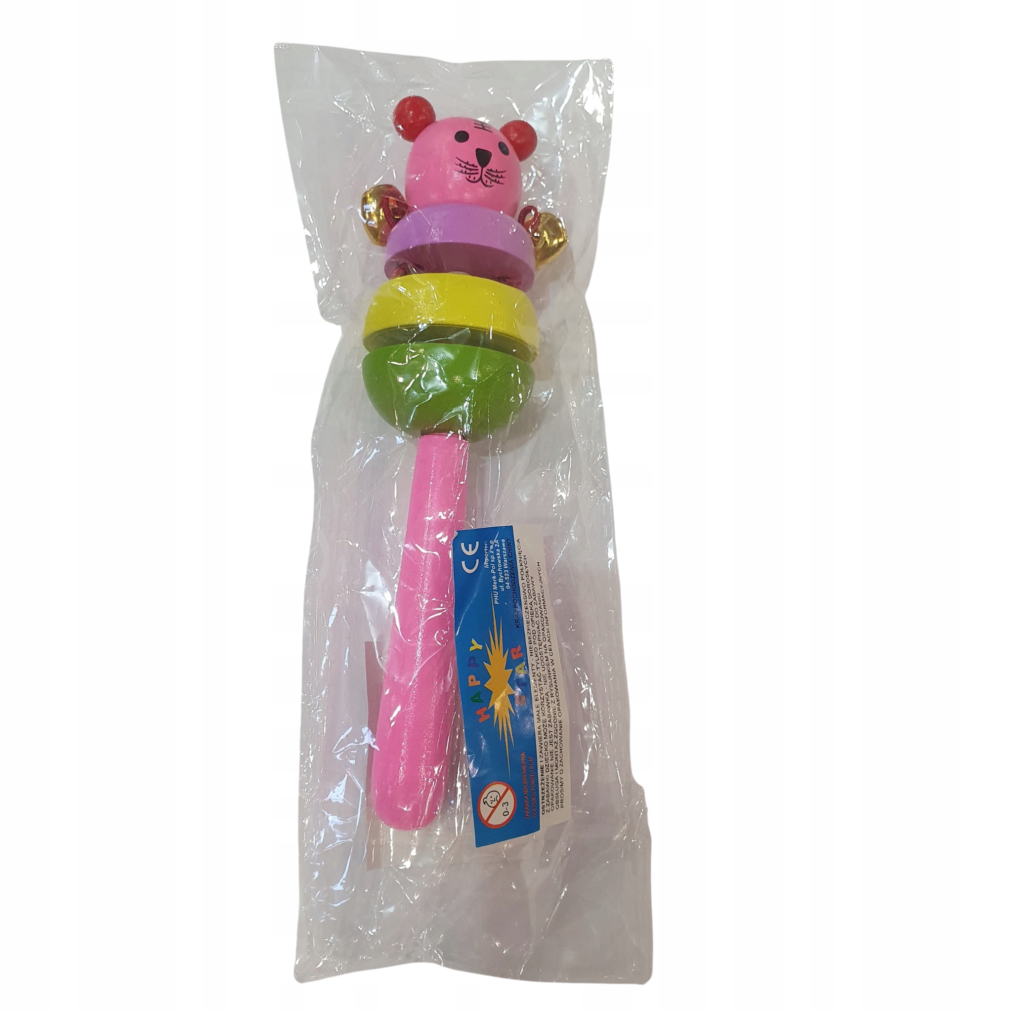 Grzechotka drewniana dla niemowląt Merkpol edukacyjna