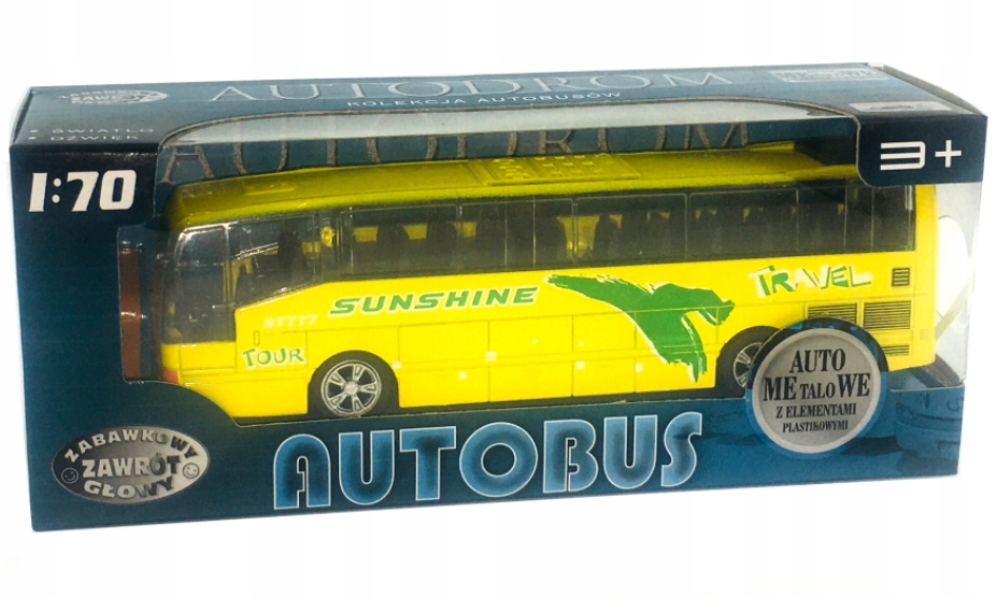 Autobus metalowy z dźwiękami Dromader 718220 czerwony 16cm