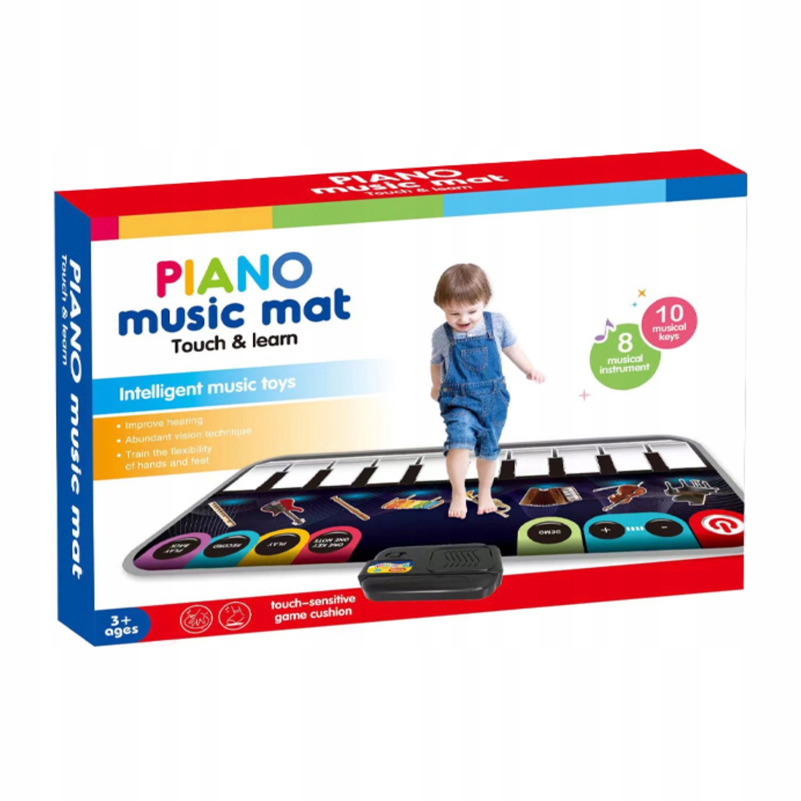INTERAKTYWNA MATA MUZYCZNA KEYBOARD PIANINKO 8 INSTRUMENTÓW ODTWARZANIE