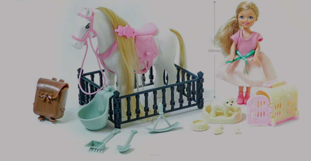 Lalka Z Koniem Psem I Akcesoriami