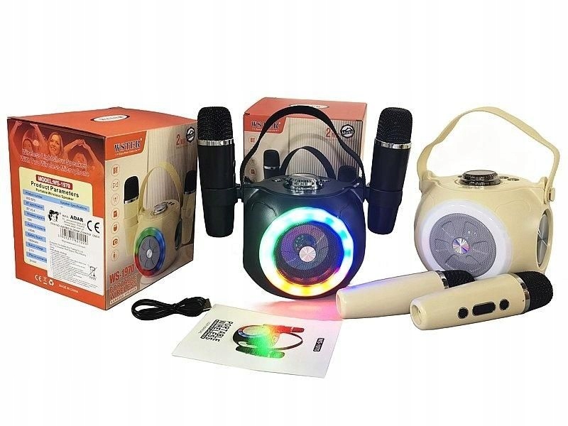 Głośnik Karaoke ADAR 2 Mikrofony LED MIX USB AUX Bluetooth 621220