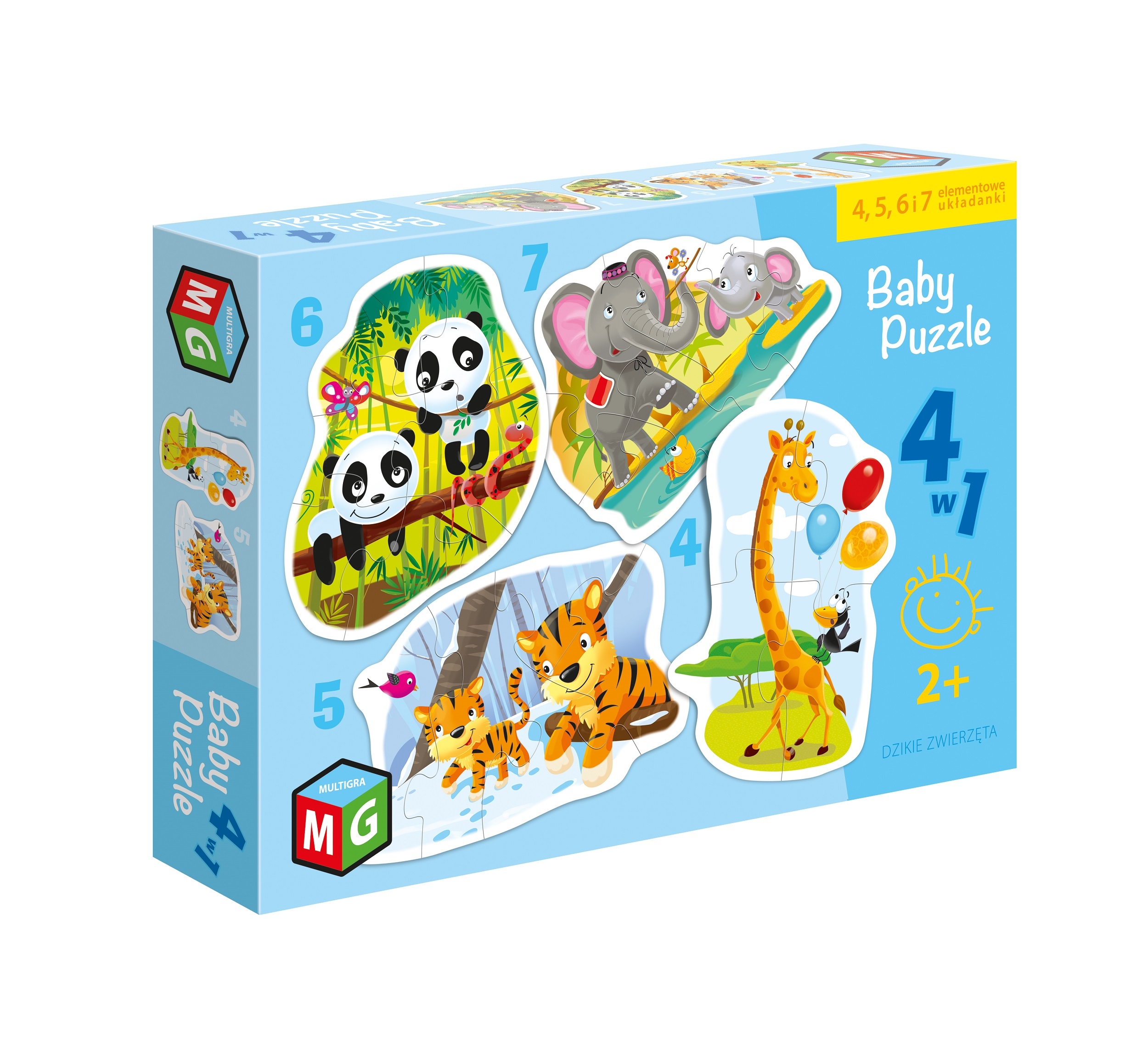 PUZZLE Baby 4w1 Dzikie Zwierzęta Multigra 22 el. Od 2 lat