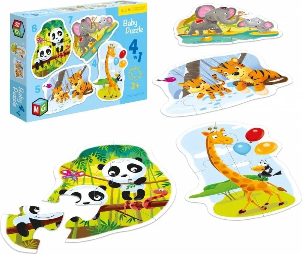 PUZZLE Baby 4w1 Dzikie Zwierzęta Multigra 22 el. Od 2 lat