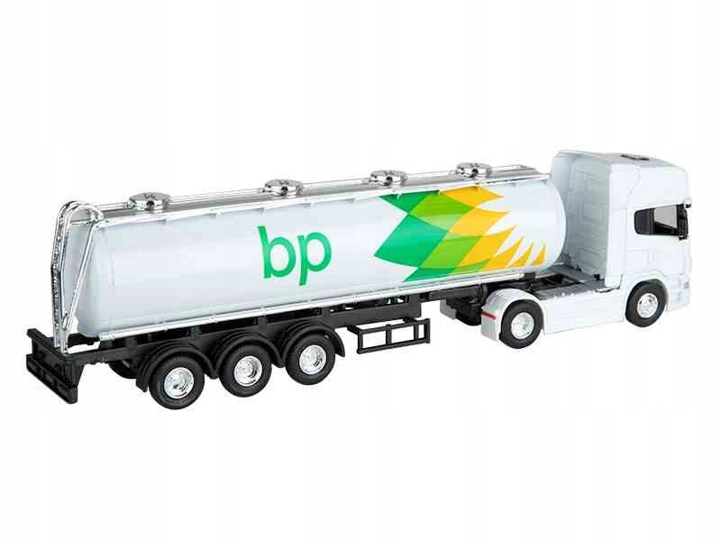 Ciężarówka Transporter BP biały Model 1:64, SCANIA V8 R730