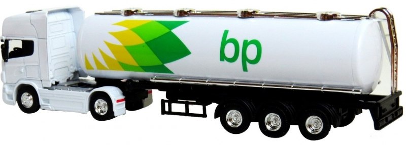 Ciężarówka Transporter BP biały Model 1:64, SCANIA V8 R730