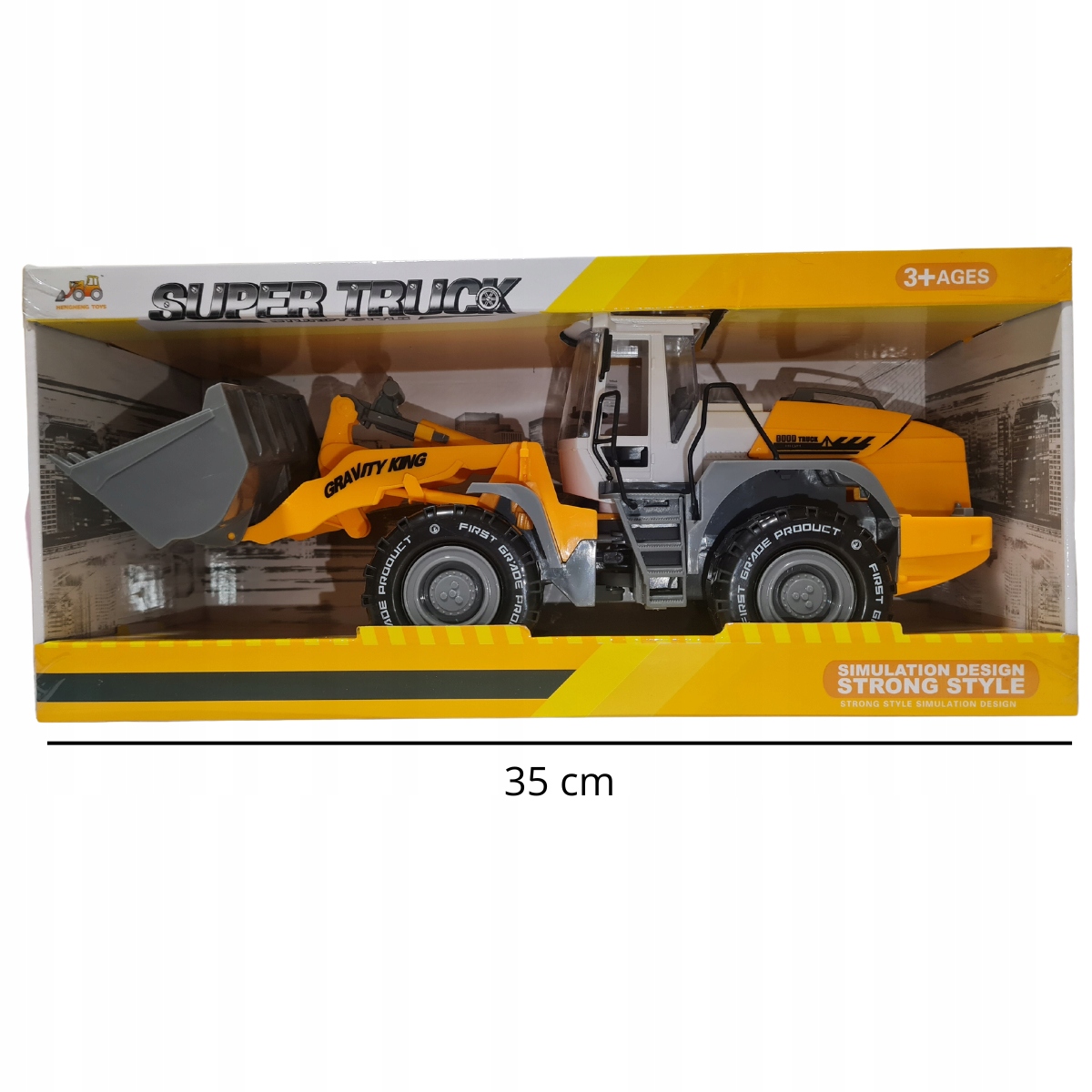 KOPARKA ŁADOWARKA 35x13cm DLA DZIECI BUDOWA Z ŁYŻKĄ POJAZD Z NAPĘDEM