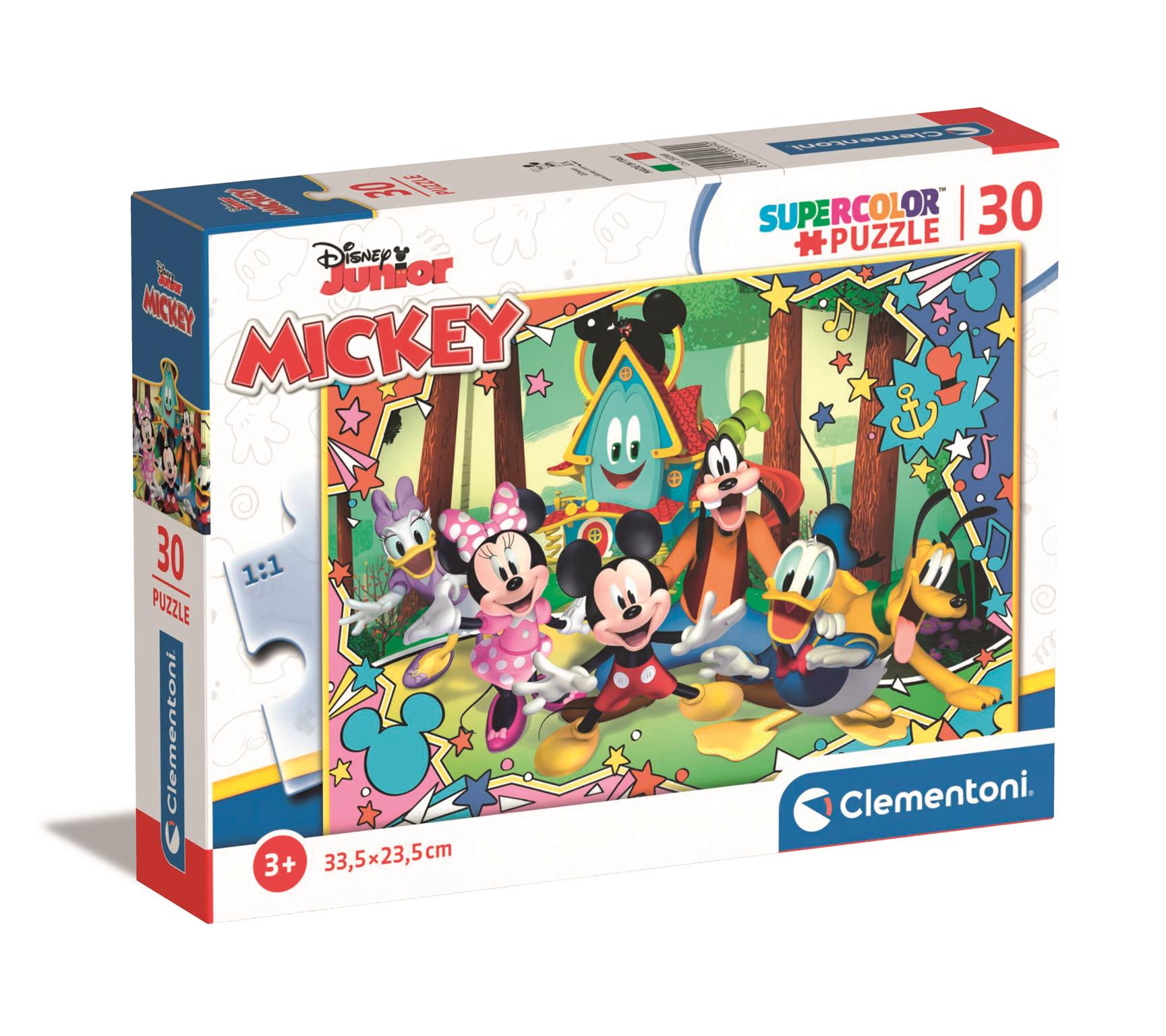 Puzzle 30 super kolor mickey, clementoni +3 lata