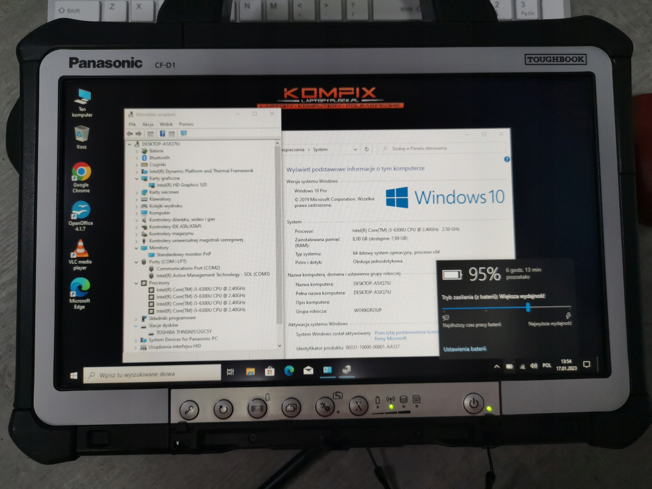 Pancerny Panasonic CF-D1 i5-6300 16GB 512 SSD DOTYK do