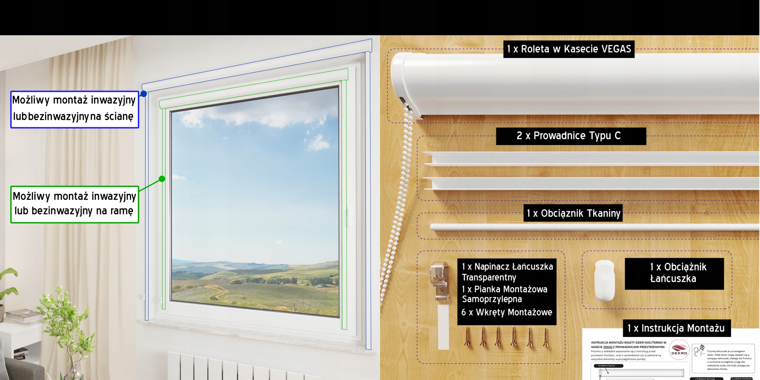 Roleta Zaciemniająca w Kasecie Złoty Dąb VEGAS