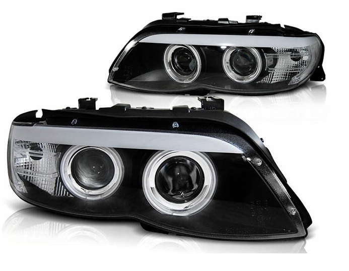 LAMPY REFLEKTORY DO BMW X5 E53 OD 2003 DO 2006 BLACK RINGI XENON