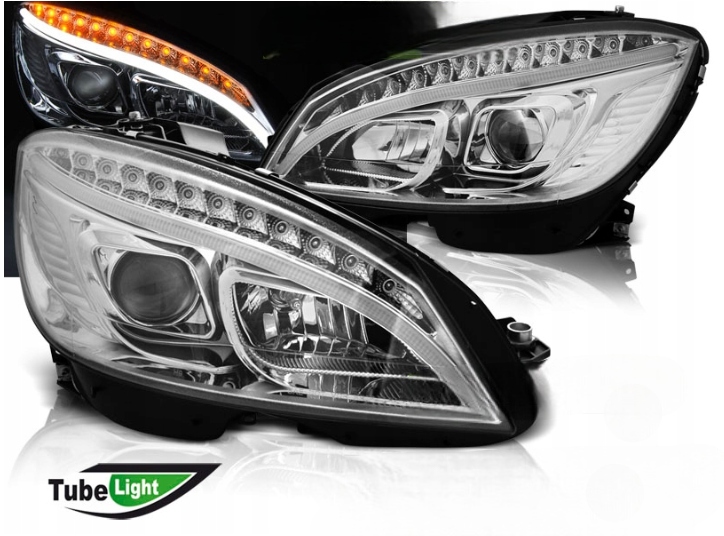 LAMPY REFLEKTORY Do MERCEDES W204 C-KLASA Od 2007 Do 2010 Roku CHROME LED