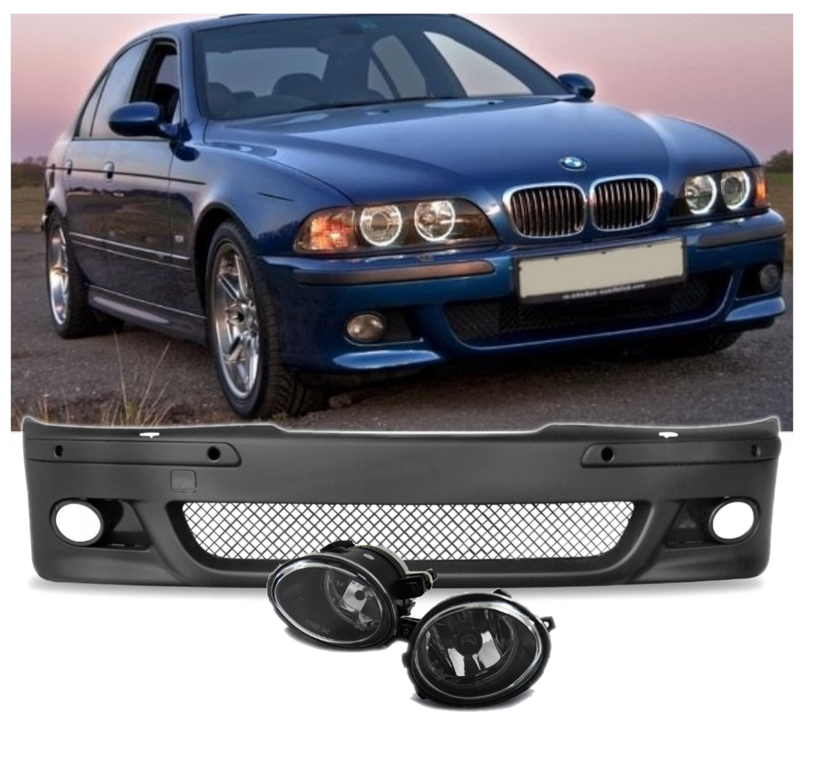 NOWY Zderzak + Halogeny M-PAKIET Do  BMW E39 Od 1996 Do 2003 PDC+ SRA