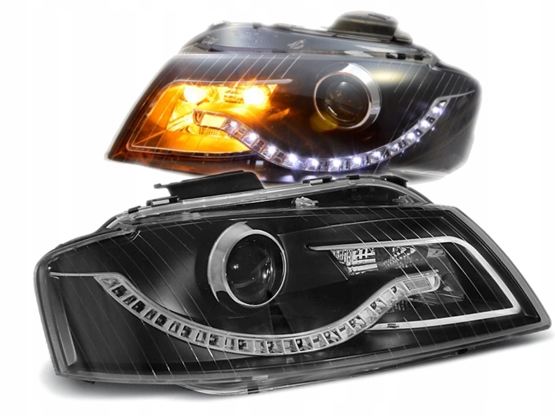 Lampy Reflektory AUDI A3 8P Od 2003 Do 2008 DAYLIGHT BLACK GRATIS  ŻARÓWKI